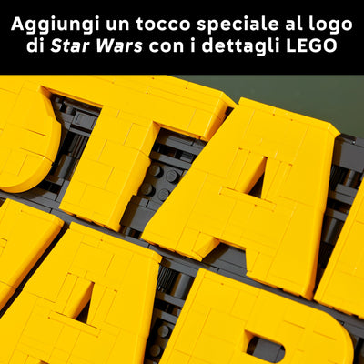 Logo Star Wars™ in mattoncini fotografia promozionale "Aggiungi un tocco speciale al logo di Star Wars con i dettagli LEGO"