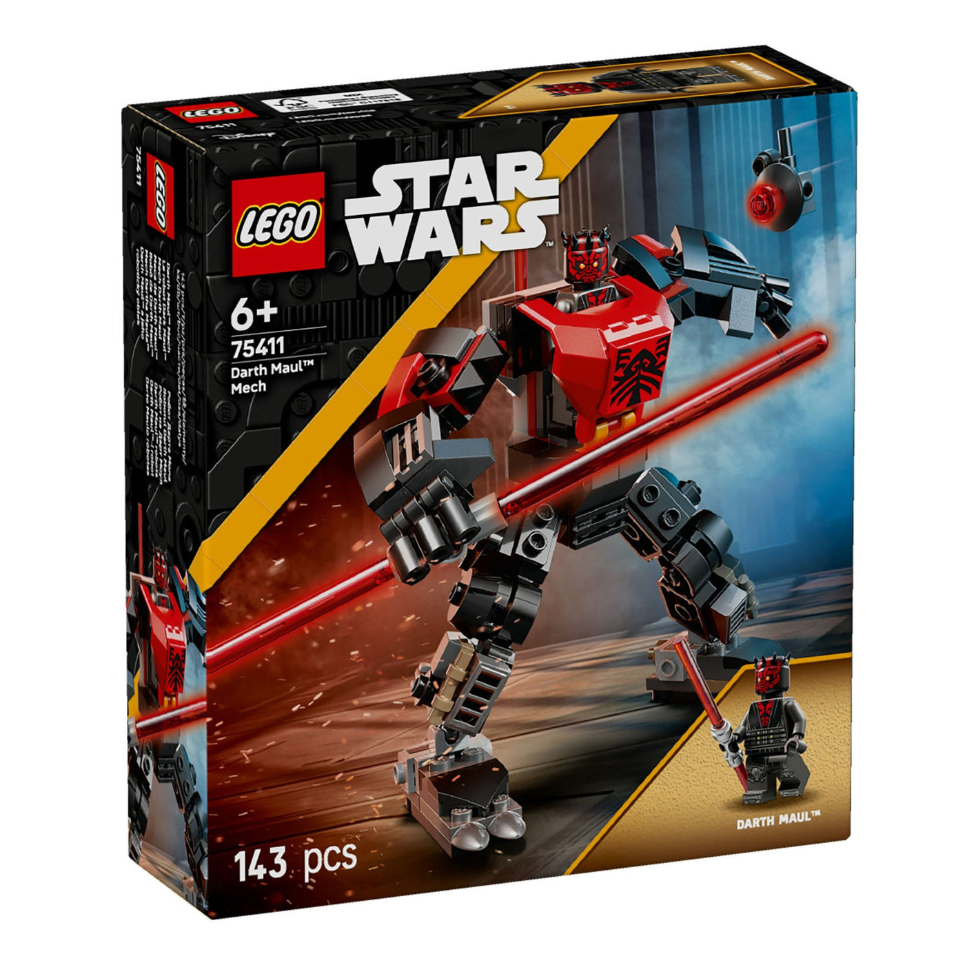 Mech Darth Maul visione con prospettiva laterale della scatola del set lego