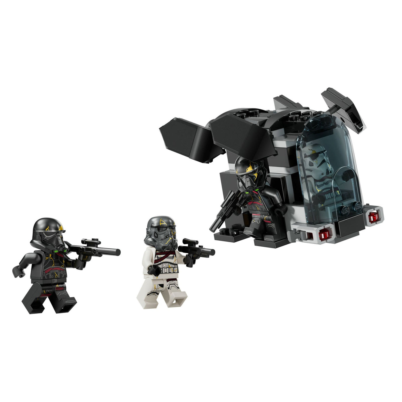 Battle Pack Death Trooper e Night Trooper visione con prospettiva laterale del set lego costruito