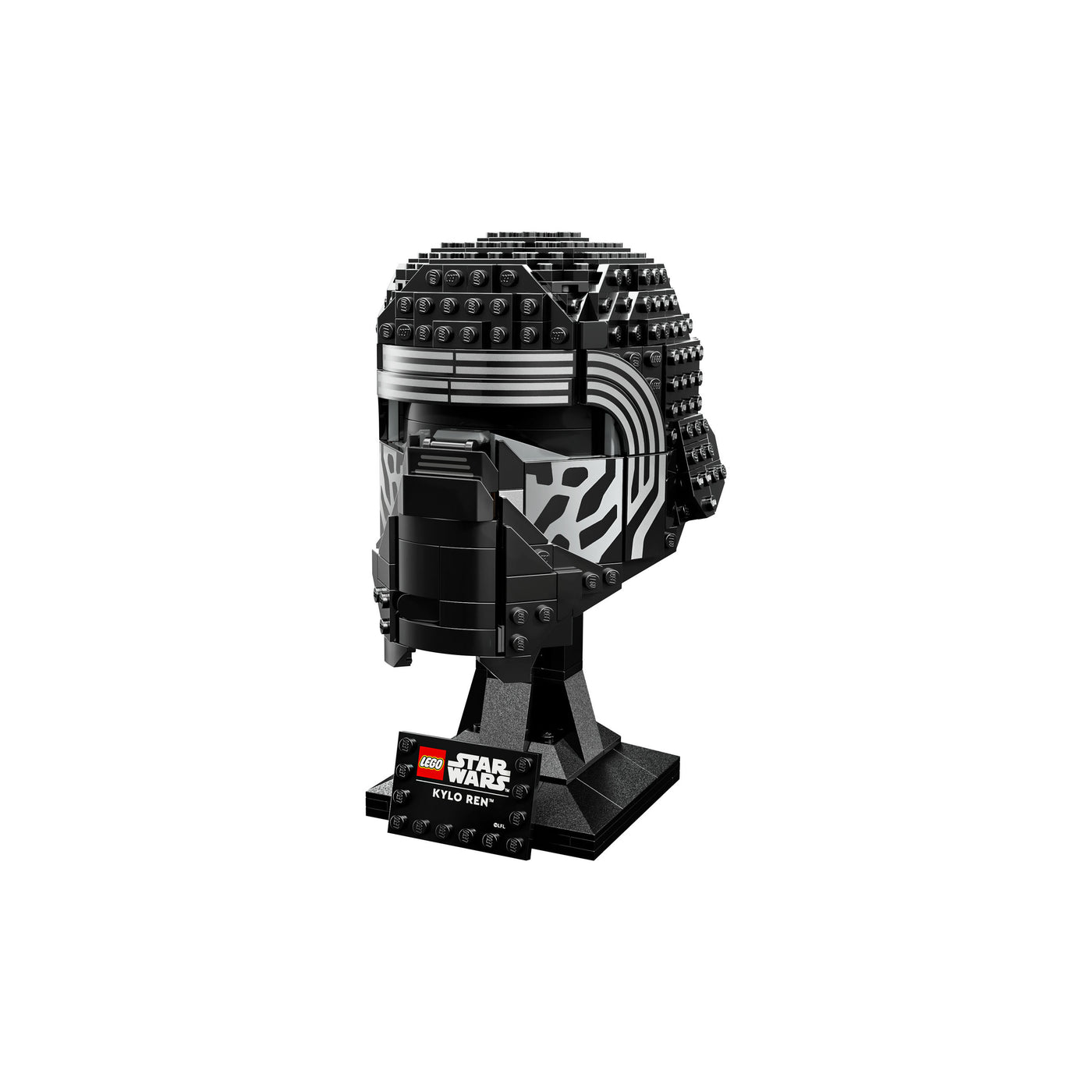 Casco di Kylo Ren visione con prospettiva laterale del set lego costruito