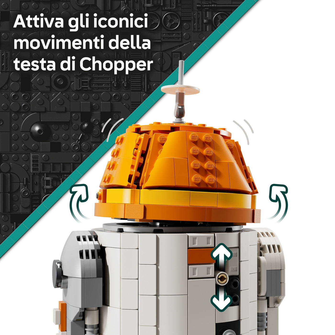 Droide astromeccanico Chopper (C1-10P)™ fotografia promozionale "Attiva gli iconici movimenti della testa di Chopper"