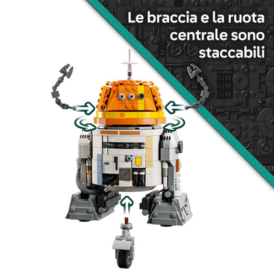 Droide astromeccanico Chopper (C1-10P)™ fotografia promozionale "Le braccia e la ruota centrale sono staccabili"