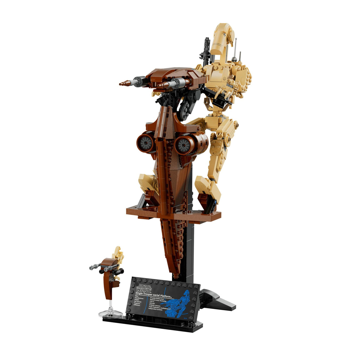 Battle Droid™ con STAP visione con prospettiva laterale del set lego costruito
