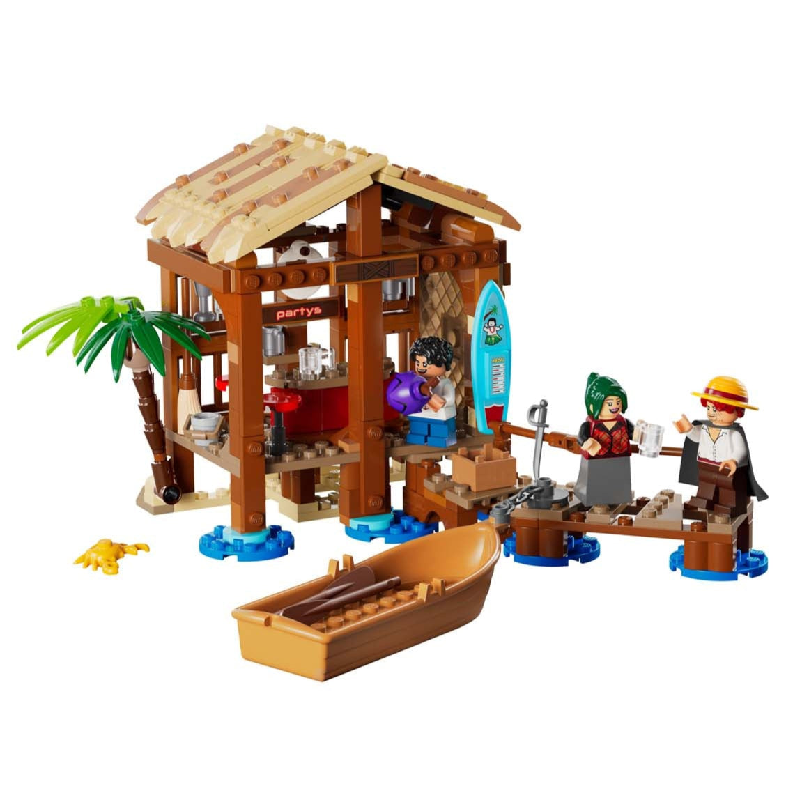 La capanna del Villaggio Foosha visione con prospettiva laterale del set lego costruito