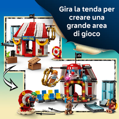 La tenda del circo di Bagy il Clown visione dettaglio tenda e interno della tenda