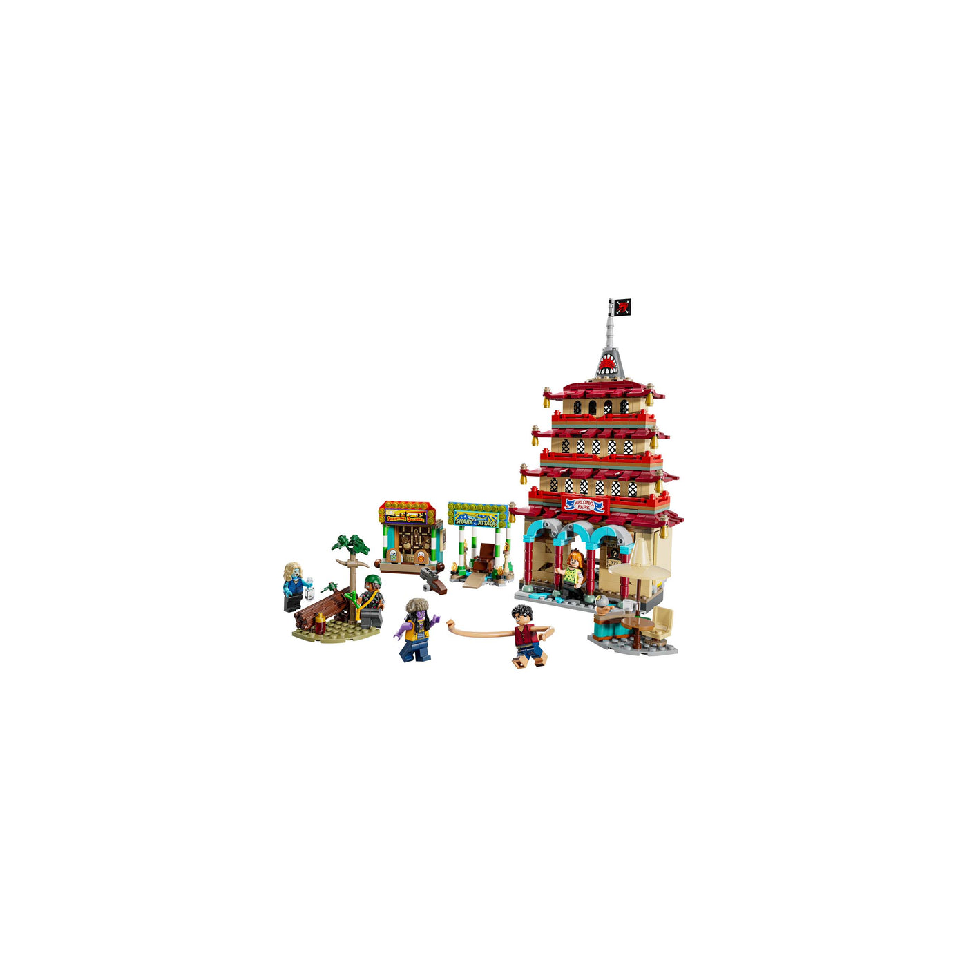 Battaglia ad Arlong Park visione con prospettiva laterale del set lego costruito