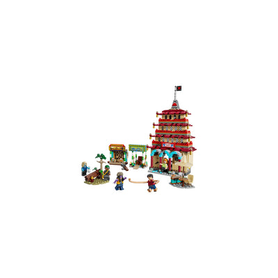 Battaglia ad Arlong Park visione con prospettiva laterale del set lego costruito