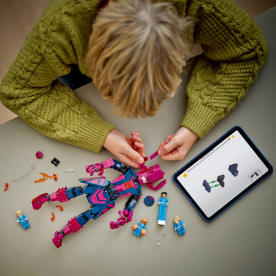 Fantastici Quattro contro personaggio costruibile di Galactus fotografia dall'alto del set lego in costruzione