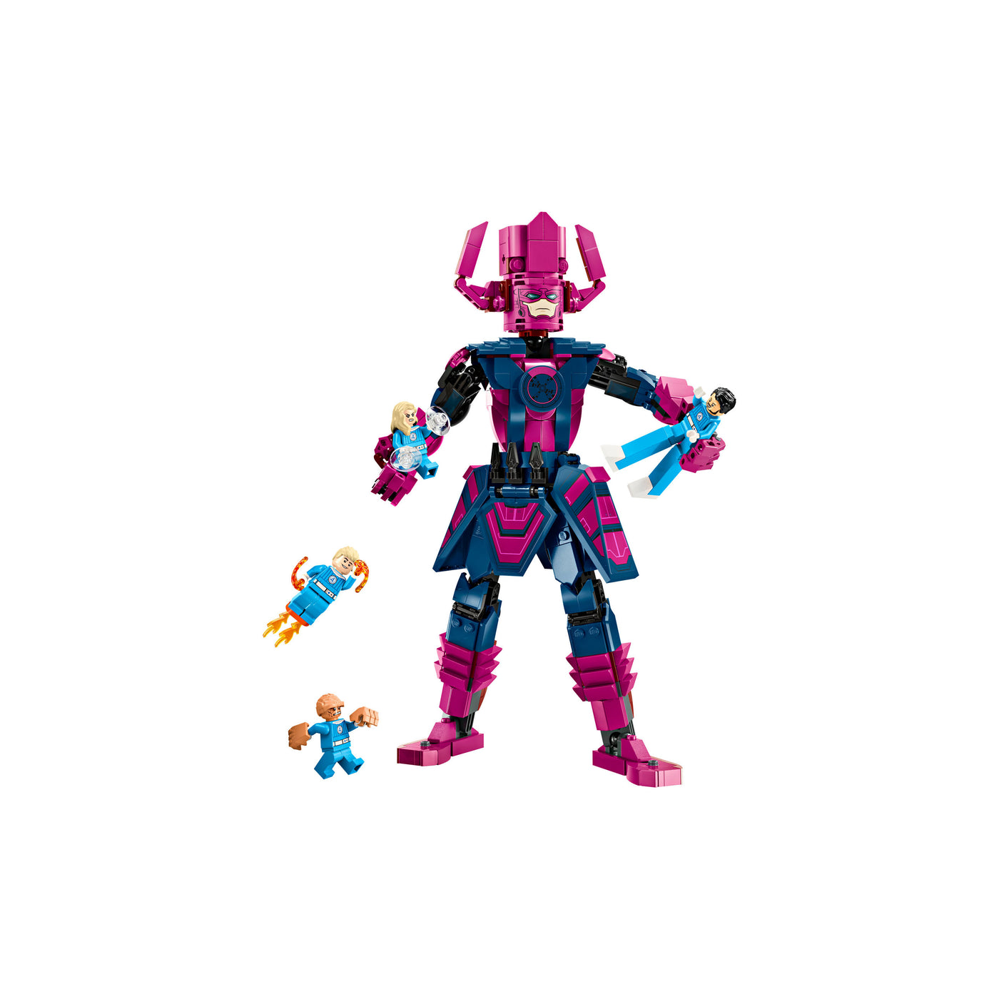 Fantastici Quattro contro personaggio costruibile di Galactus visione frontale del set lego costruito