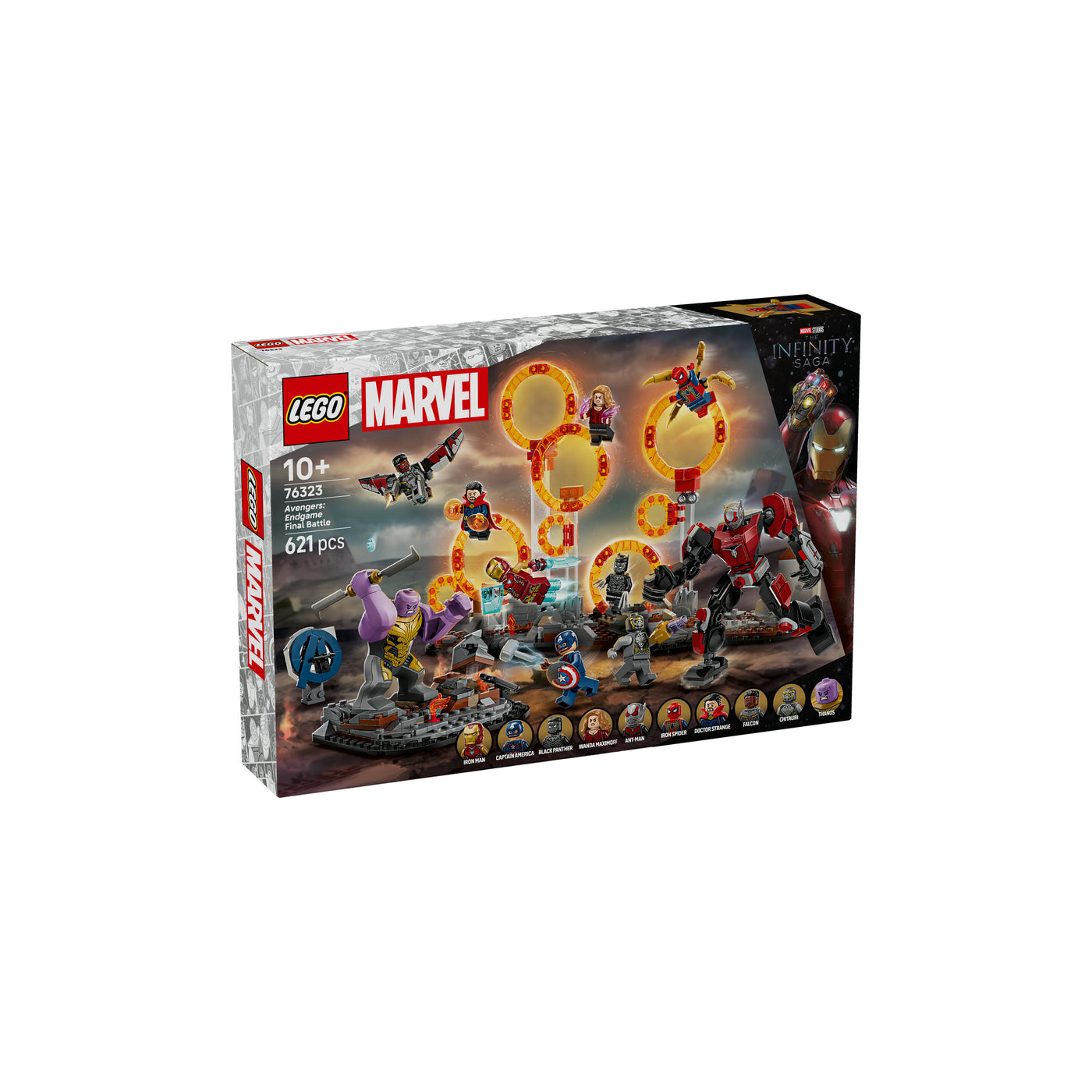 Avengers: Endgame La battaglia finale visione con prospettiva laterale della scatola del set lego