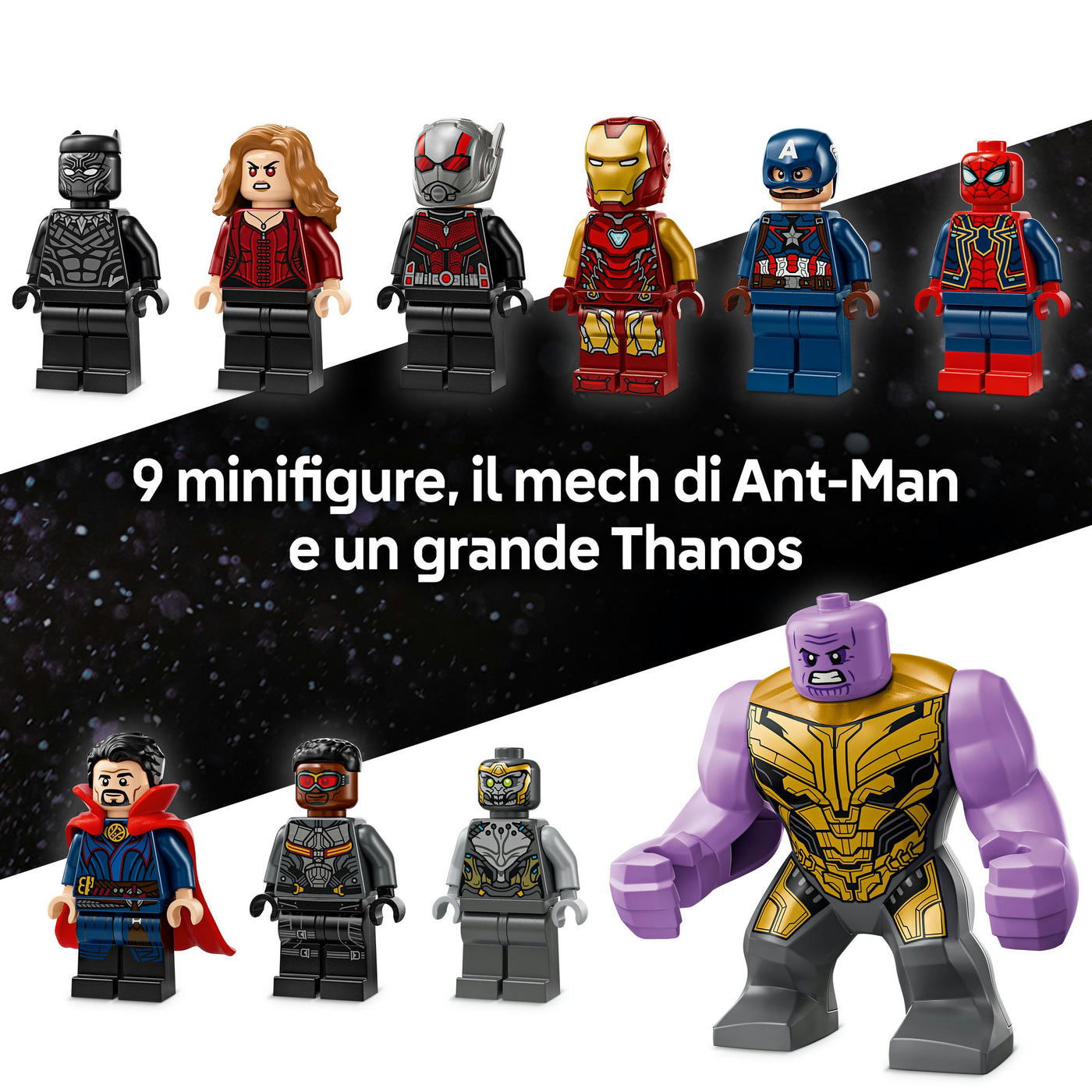 Avengers: Endgame La battaglia finale visione dettaglio minifigure incluse nel set lego