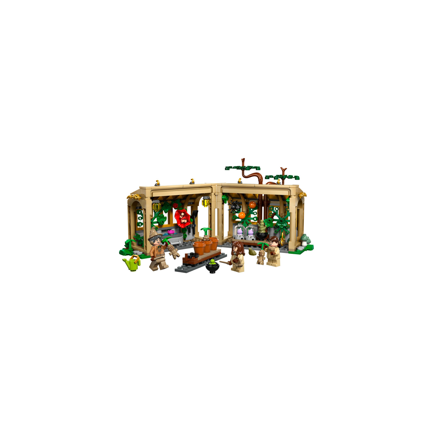 Castello di Hogwarts: lezione di erbologia visione con prospettiva laterale del set lego costruito