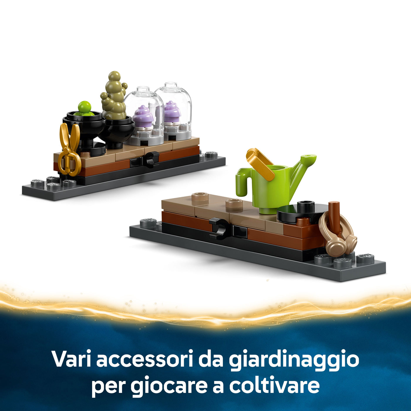 Castello di Hogwarts: lezione di erbologia visione dettagli accessori del set lego