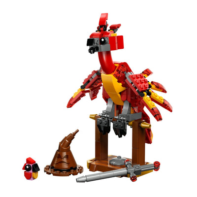 Fanny: la Fenice di Albus Silente visione con prospettiva laterale del set lego costruito