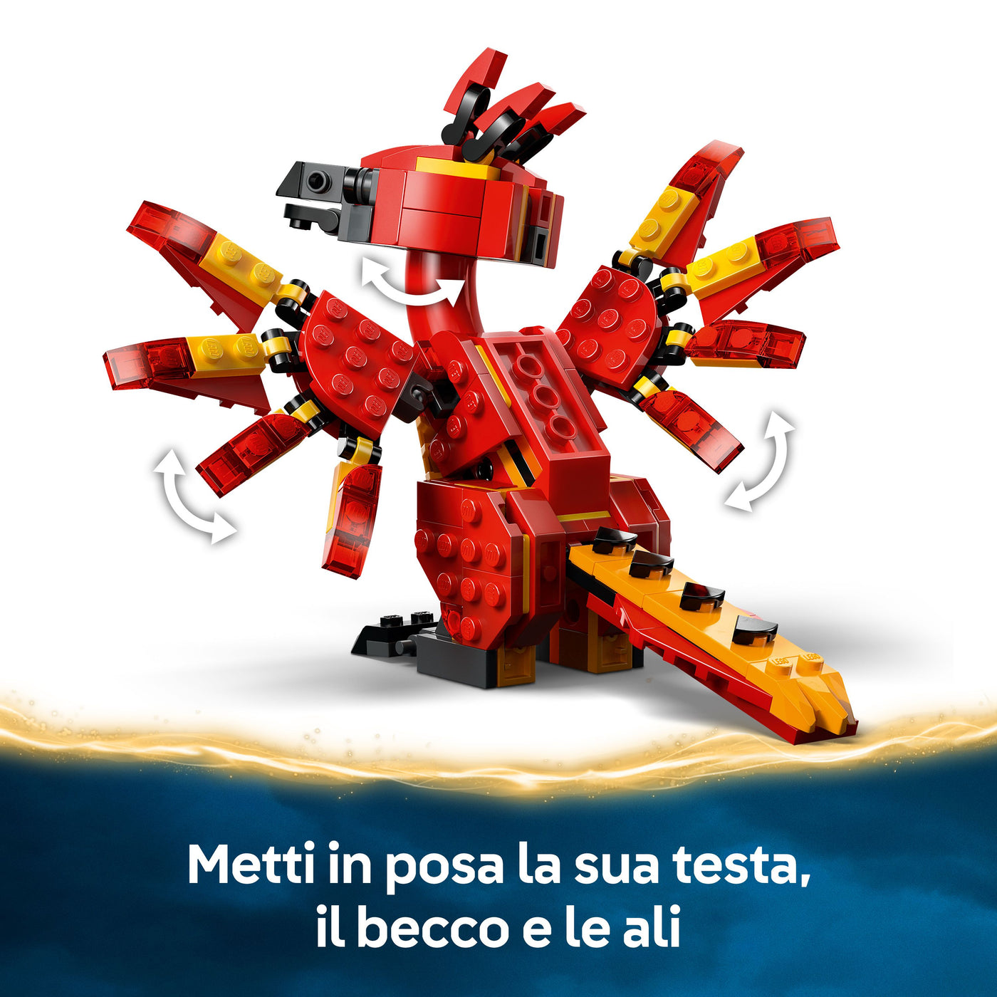 Fanny: la Fenice di Albus Silente visione esplicativa della mobilità del set lego "Metti in posa la sua testa, il becco e le ali"