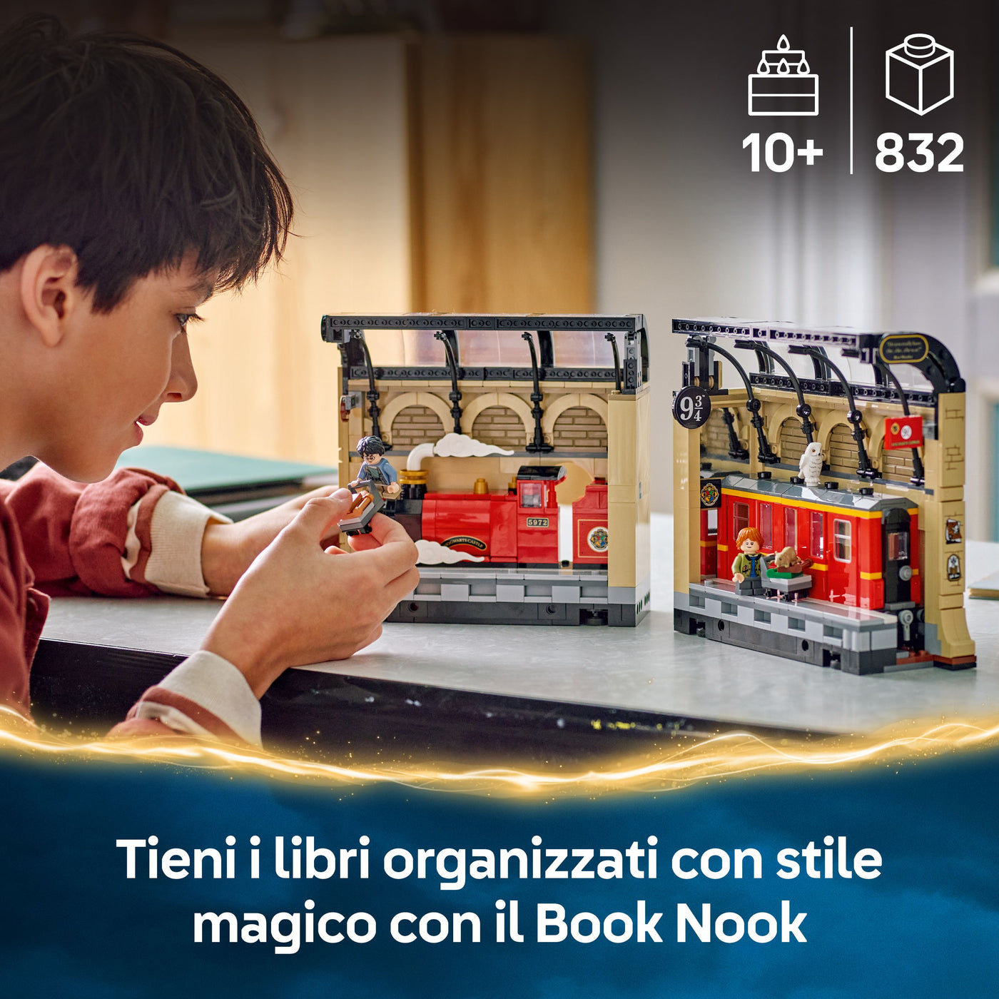 Book Nook: Espresso per Hogwarts™ fotografia promozionale Tieni i libri organizzati con stile magico con il Book Nook"