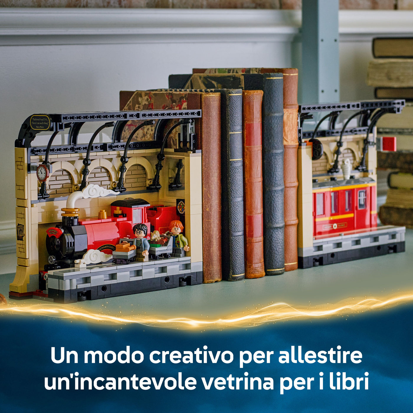 Book Nook: Espresso per Hogwarts™ fotografia promozionale "Un modo creativo per allestire un'incantevole vetrina per i libri"