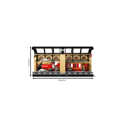 Book Nook: Espresso per Hogwarts™ visione frontale del set lego costruito con misure