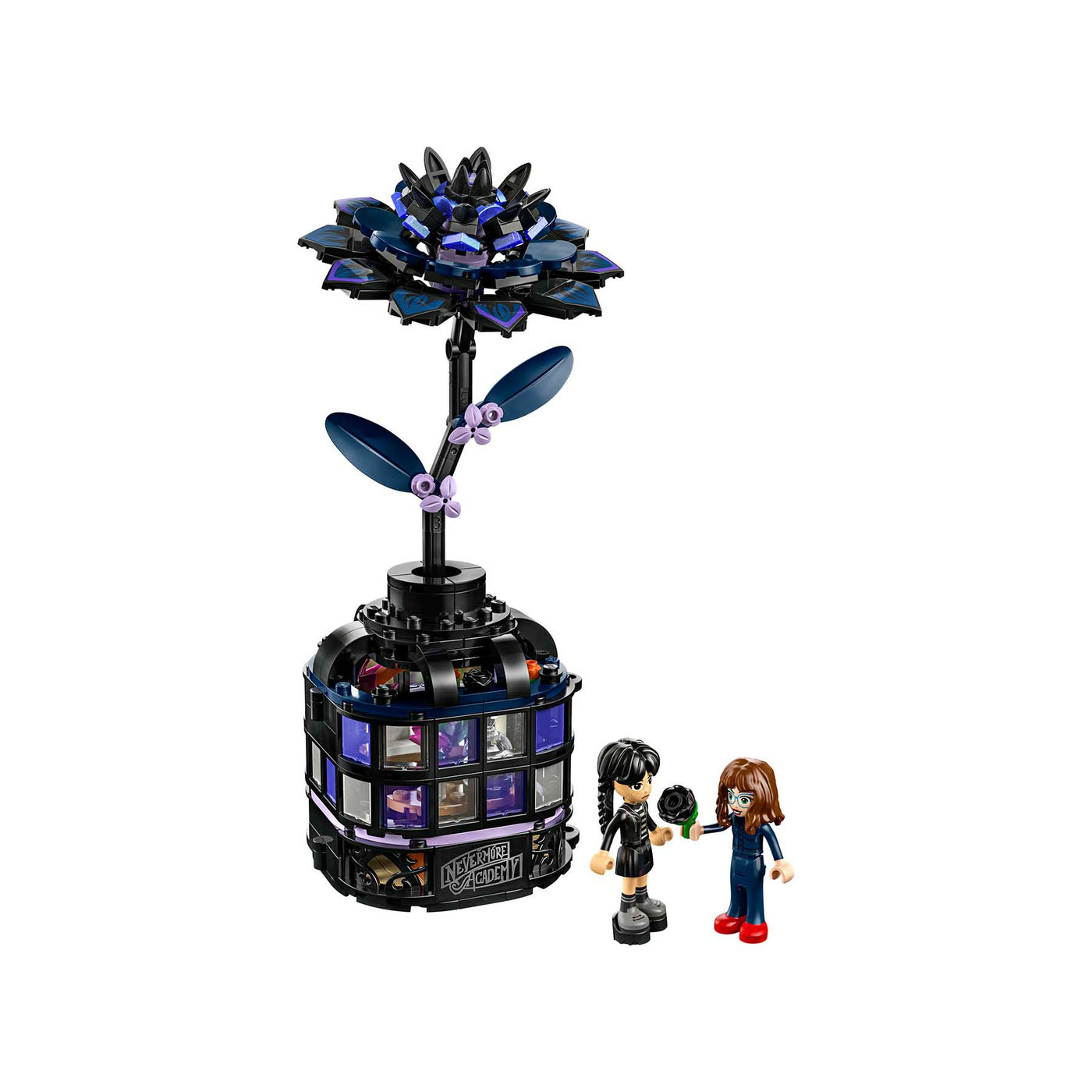 Fiore di dalia nero visione frontale del set lego costruito