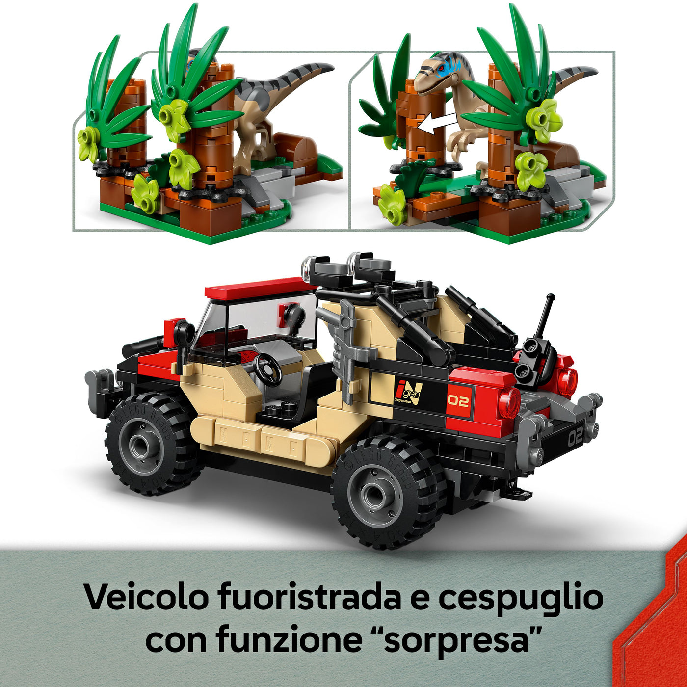 Fuga dal Raptor sul fuoristrada visione dettaglio cespuglio mobile