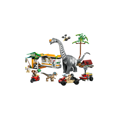 Alla ricerca del Raptor e del Titanosauro visione con prospettiva laterale del set lego costruito