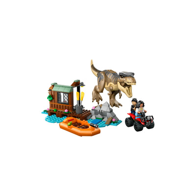 Fuga sul fiume dal T. rex visione con prospettiva laterale del set lego costruito