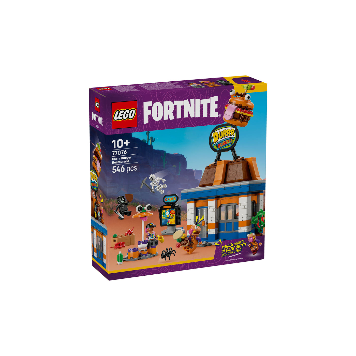 Ristorante di Durrr Burger visione con prospettiva laterale della scatola del set lego