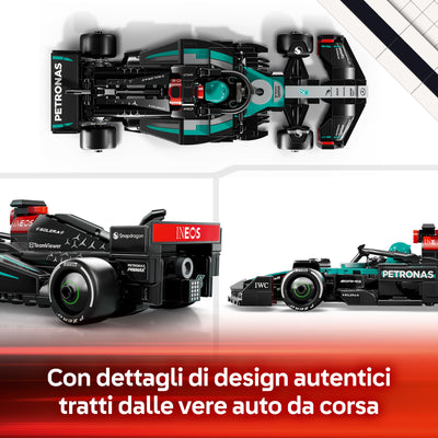 Auto da corsa Mercedes-AMG F1® W15 visione dettagli di design realistici del set lego