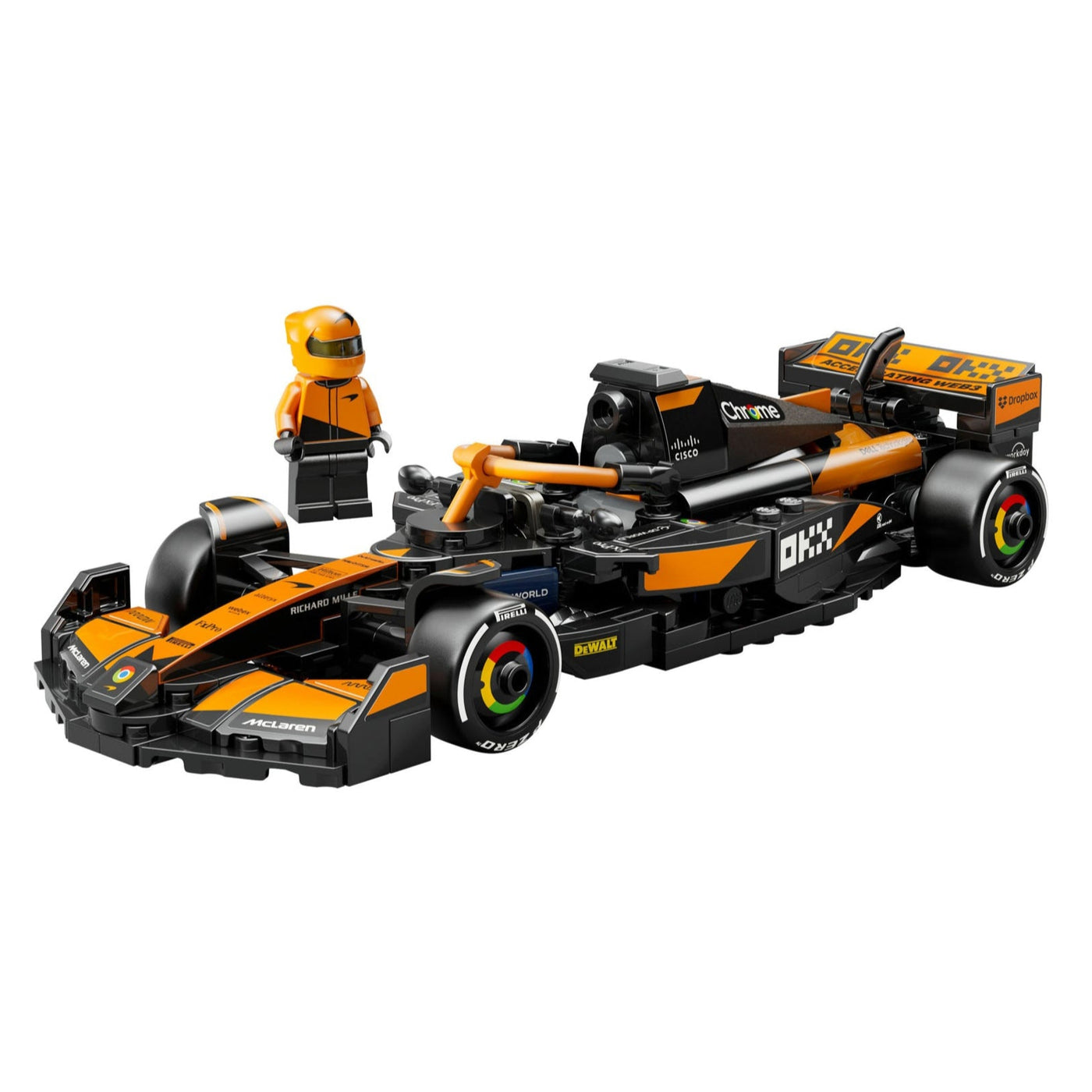 Auto da corsa McLaren F1® Team MCL38 visione con prospettiva laterale del set lego costruito