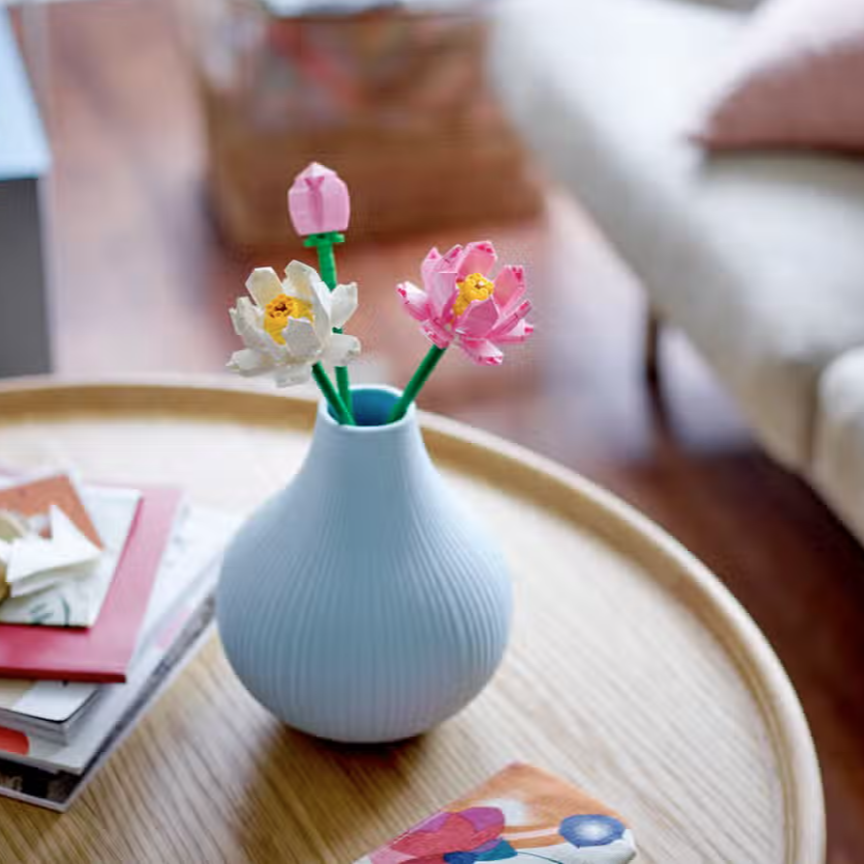 Fiori di loto fotografia del set messo in un vaso da decorazione