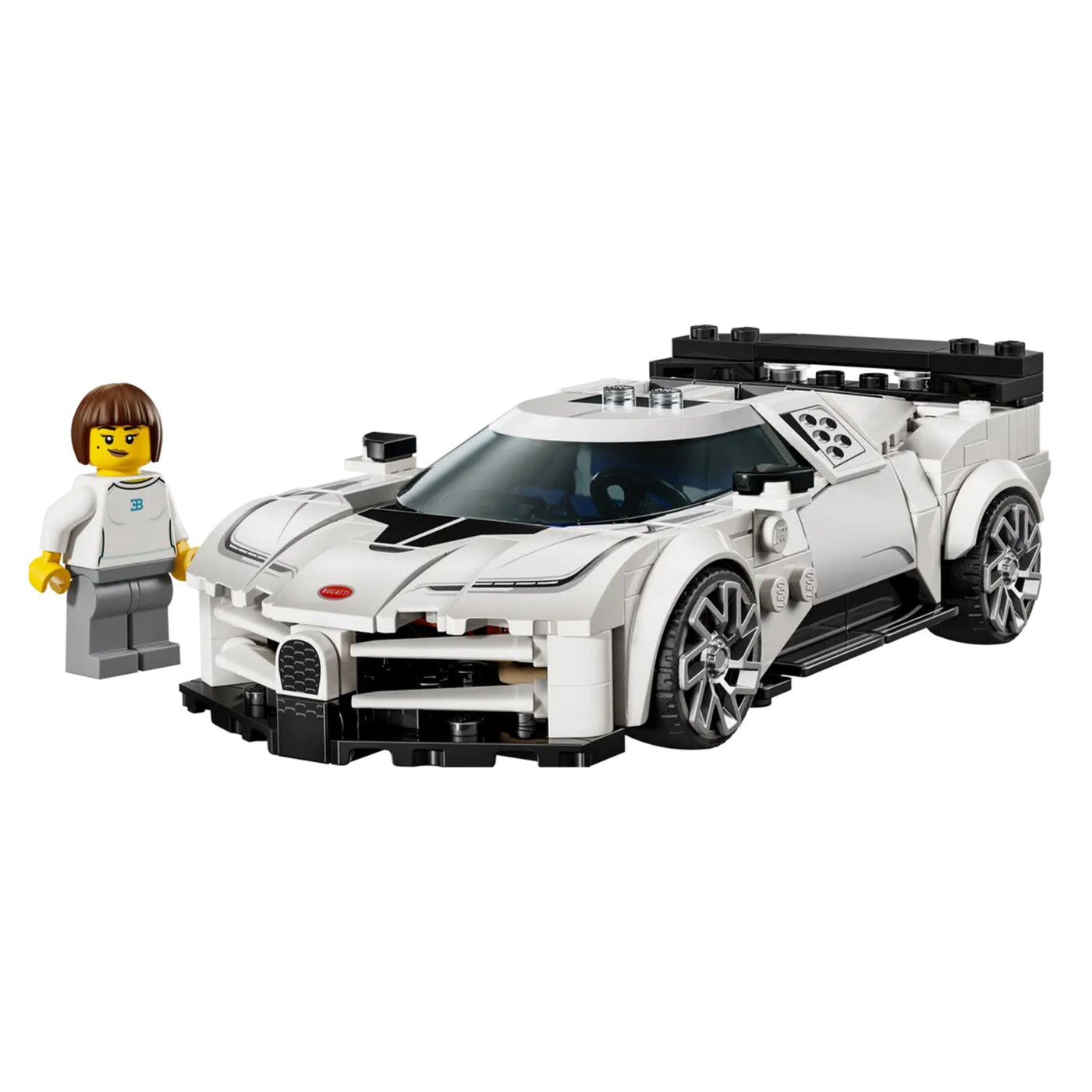 Hyper Sports Car Bugatti Centodieci visione con prospettiva laterale del set lego costruito