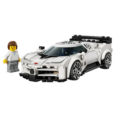 Hyper Sports Car Bugatti Centodieci visione con prospettiva laterale del set lego costruito