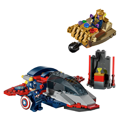 Captain America contro Thanos visione con prospettiva laterale del set lego costruito