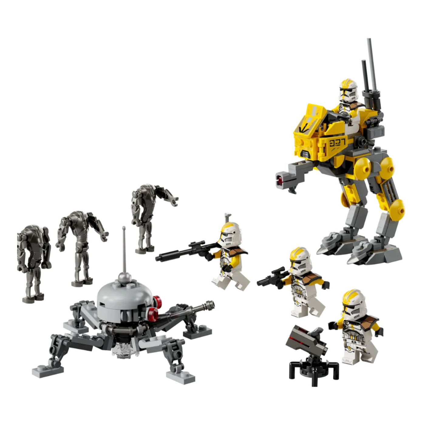 Battle Pack 327° Star Corps di Clone Troopers™ visione con prospettiva laterale del set lego costruito