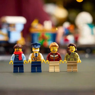 Treno espresso festivo fotografia dettaglio minifigure incluse nel set lego