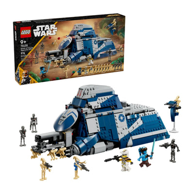 MTT™ separatista Battaglia di Felucia visione con prospettiva laterale del set lego costruito e scatola di sfondo