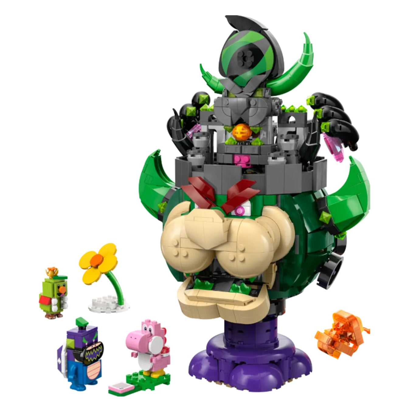 Principe Florian e Bowser castello visione con prospettiva laterale del set lego costruito