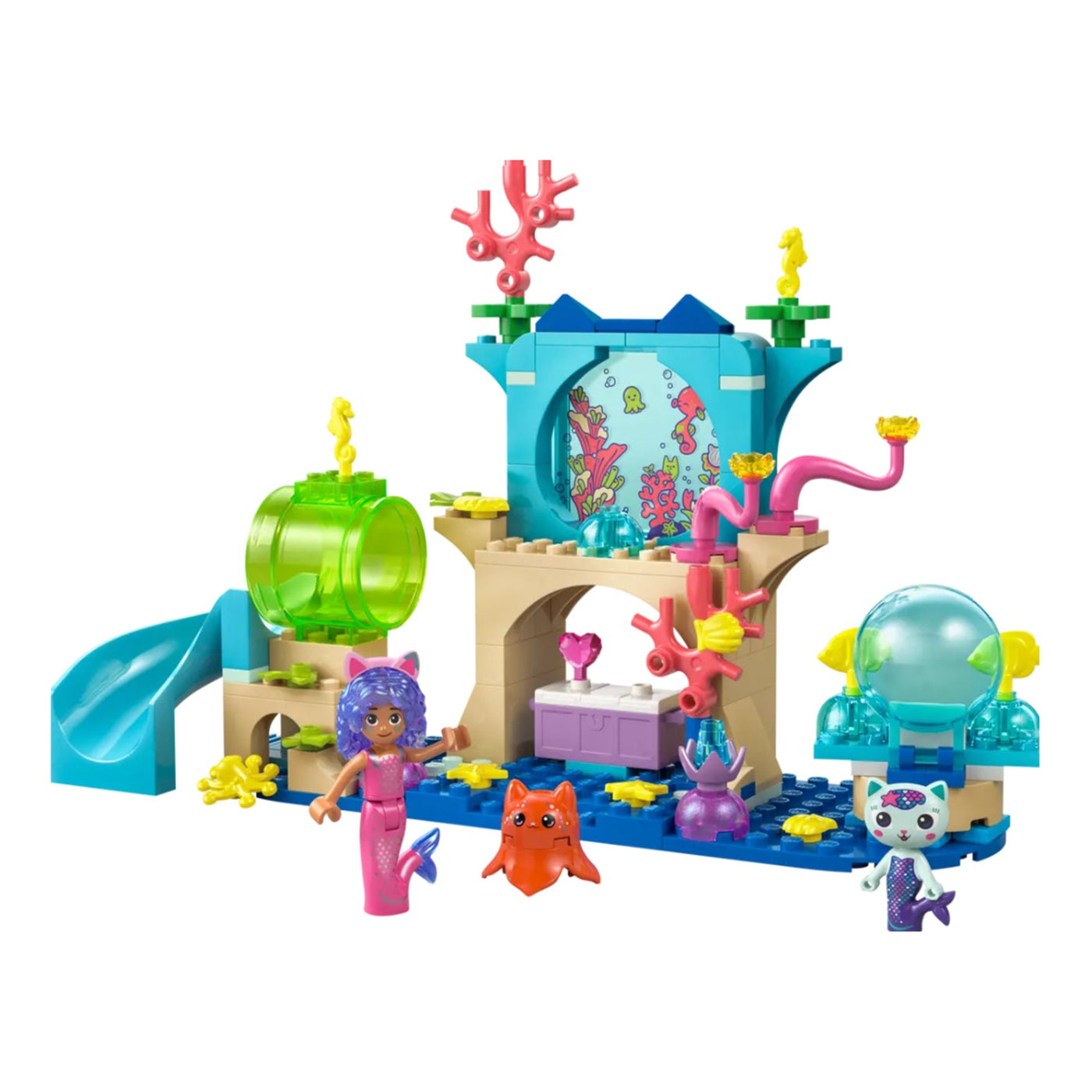 Avventura nell’acquario di Gabby sirena visione con prospettiva laterale del set lego completo