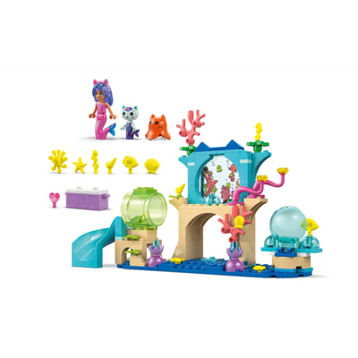 Avventura nell’acquario di Gabby sirena visione con prospettiva laterale delle parti incluse nel set lego completo