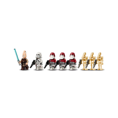 Juggernaut della Repubblica visione frontale di tutte le minifigure incluse nel set lego