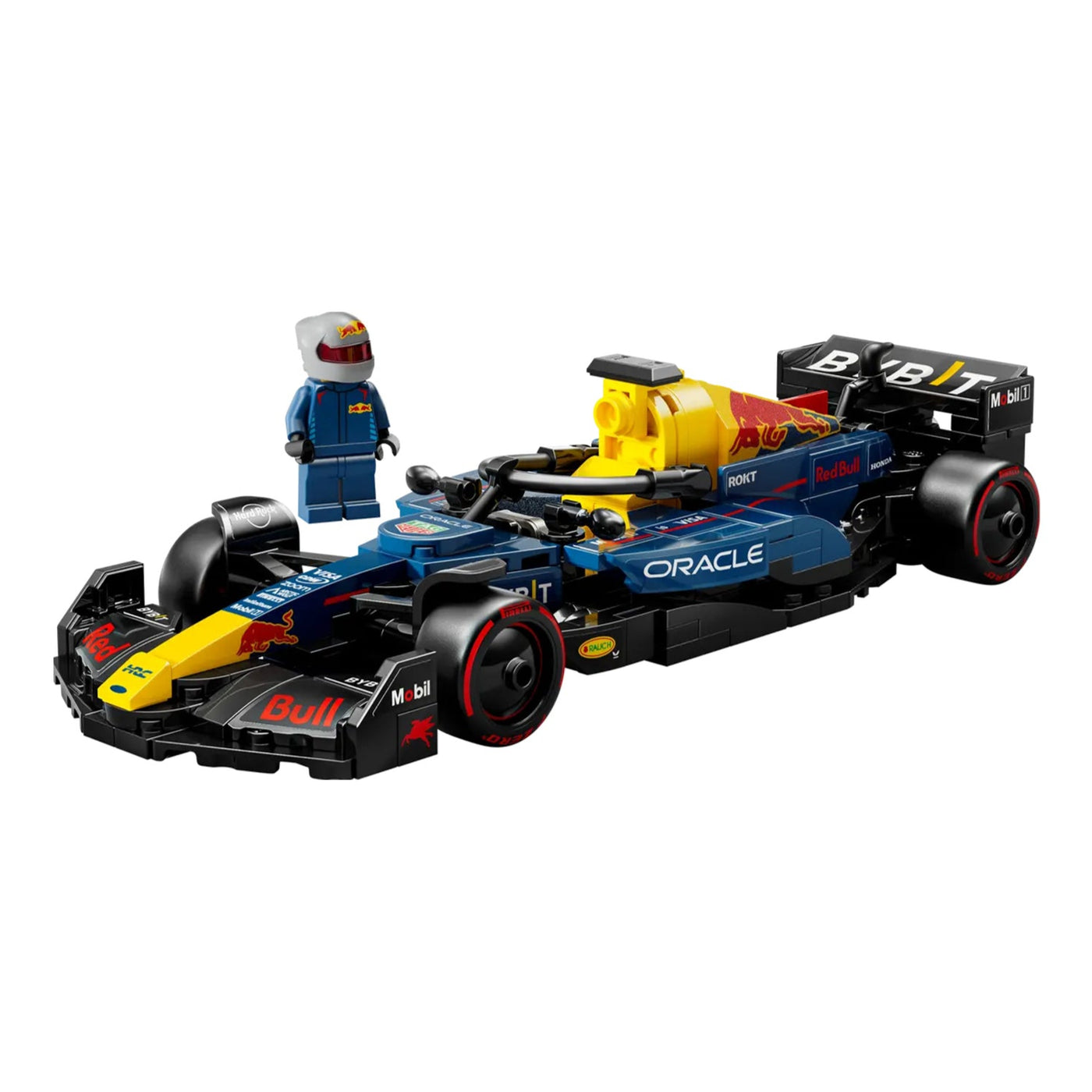 Auto da corsa F1® Oracle Red Bull Racing RB20 visione con prospettiva laterale del set lego costruito