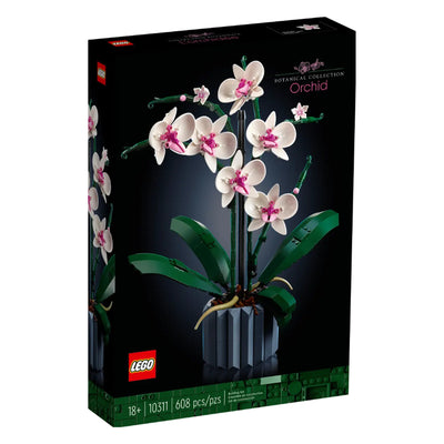 Orchidea visione con prospettiva laterale della scatola del set lego