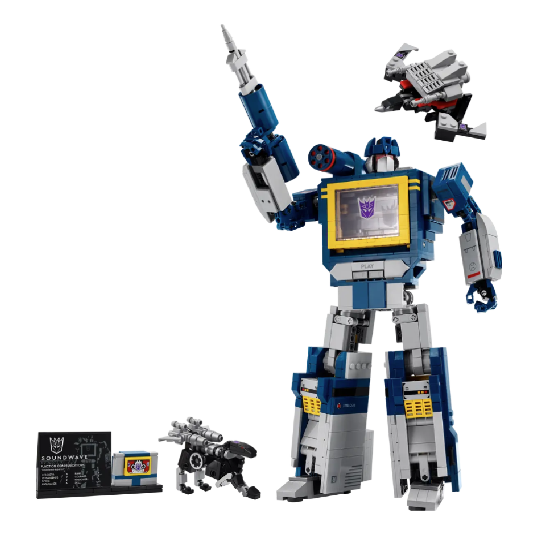 Transformers: Soundwave visione con prospettiva laterale del set lego costruito
