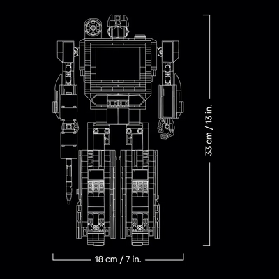 Transformers: Soundwave visione del progetto del set lego con misure segnate accanto